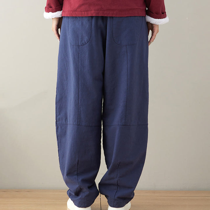 Buddha Stonesカジュアル 無地 ゆったり レディース コットンパンツ ポケット付き - image 1
