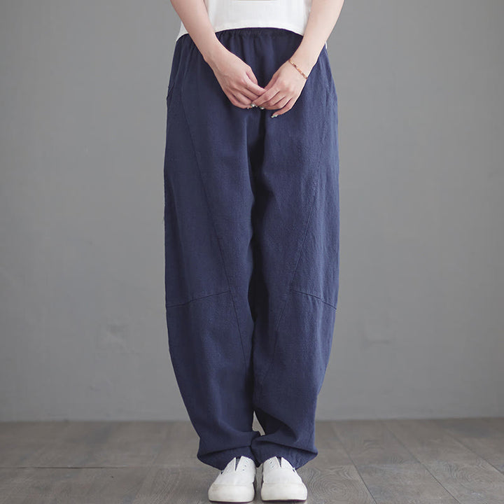 Buddha Stonesカジュアル 無地 ゆったり レディース コットンパンツ ポケット付き - image 3