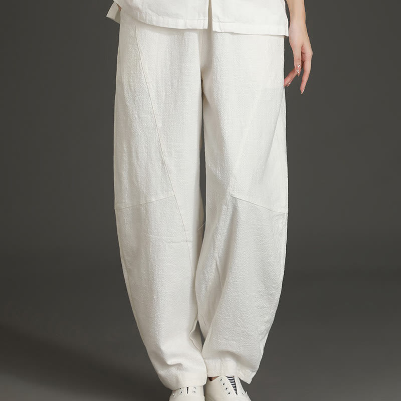 Buddha Stonesカジュアル 無地 ゆったり レディース コットンパンツ ポケット付き - 白 - US8-10、 UK/AU12-14、 EU40-42 (XL) - image 11
