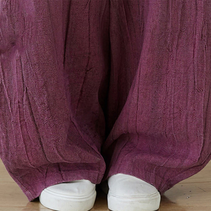 Buddha Stonesカジュアル 無地 ルーズ タイダイ ダメージ加工 レディース ラミー パンツ ポケット付き - image 4