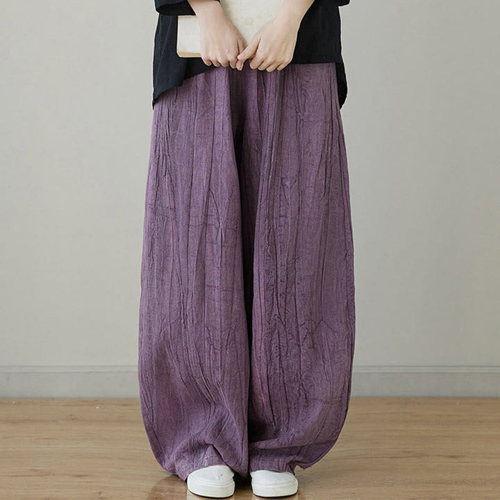 Buddha Stonesカジュアル 無地 ルーズ タイダイ ダメージ加工 レディース ラミー パンツ ポケット付き - image 17