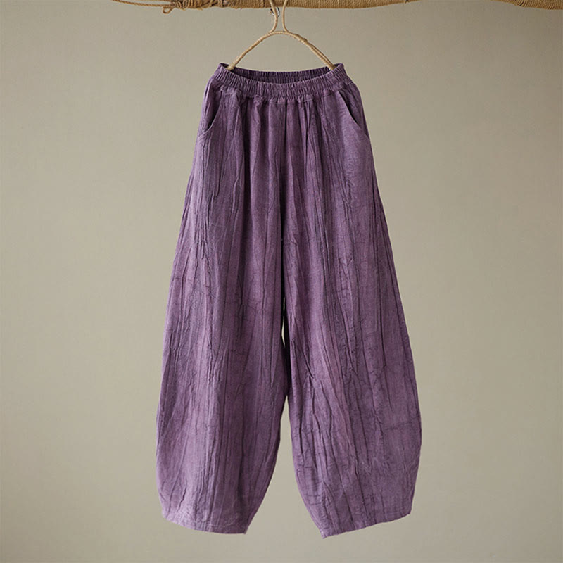 Buddha Stonesカジュアル 無地 ルーズ タイダイ ダメージ加工 レディース ラミー パンツ ポケット付き - image 19
