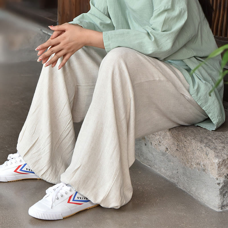 Buddha Stonesカジュアル 無地 ゆったり レディース リネン パンツ ポケット付き - image 17