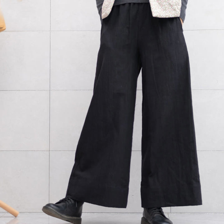 Buddha Stonesカジュアル 無地 ゆったり レディース ラミー ワイドレッグ パンツ ポケット付き - image 18