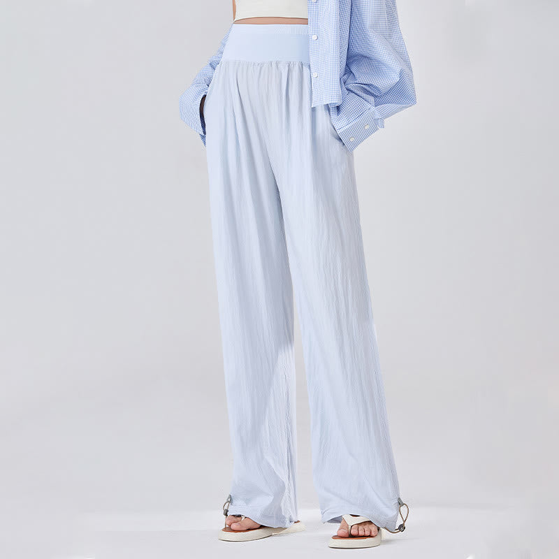 Buddha Stonesカジュアル 無地 ゆったり 高伸縮性 お腹サポート レディース ビスコース ワイドレッグパンツ ポケット付き - image 5