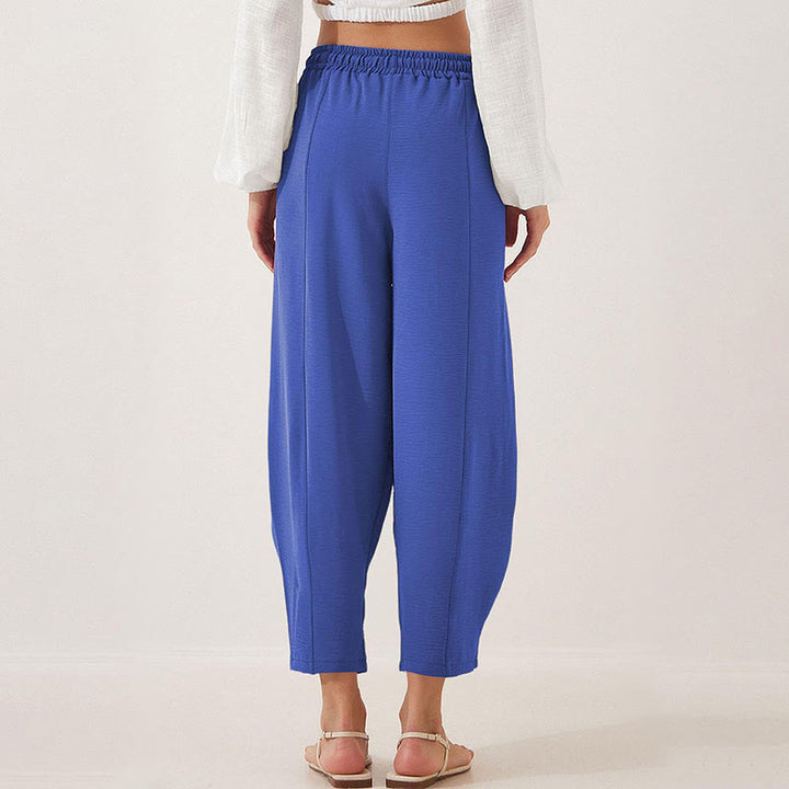 Buddha Stonesカジュアル 無地 ルーズ ドローストリング レディース ポリエステル 7/8丈 パンツ ポケット付き - image 4