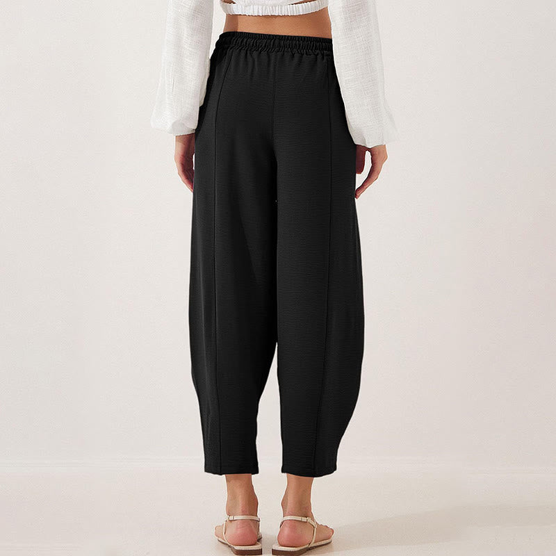 Buddha Stonesカジュアル 無地 ルーズ ドローストリング レディース ポリエステル 7/8丈 パンツ ポケット付き - image 12