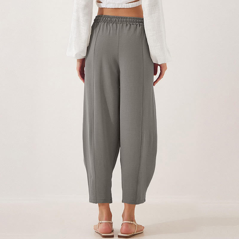 Buddha Stonesカジュアル 無地 ルーズ ドローストリング レディース ポリエステル 7/8丈 パンツ ポケット付き - image 14