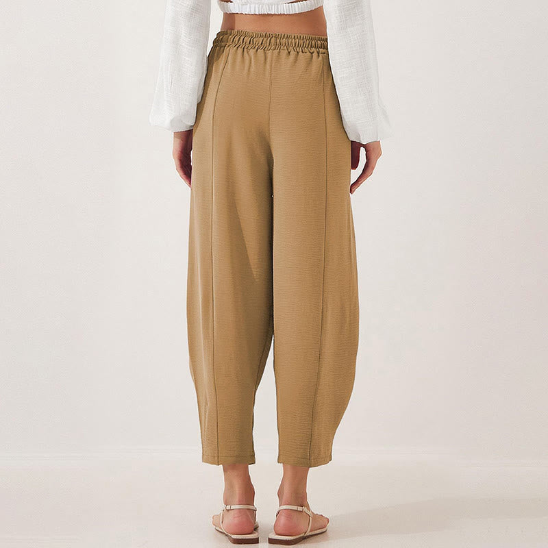 Buddha Stonesカジュアル 無地 ルーズ ドローストリング レディース ポリエステル 7/8丈 パンツ ポケット付き - image 25