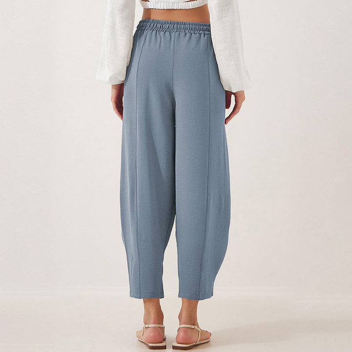 Buddha Stonesカジュアル 無地 ルーズ ドローストリング レディース ポリエステル 7/8丈 パンツ ポケット付き - image 28