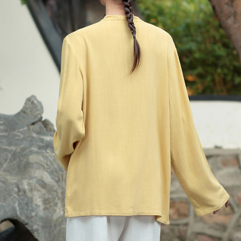 Buddha Stones無地 カエルボタン 長袖 コットンリネン レディース シャツ ポケット付き - image 16