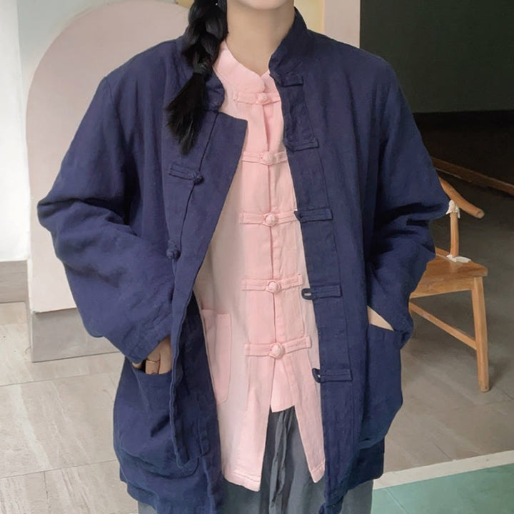 Buddha Stones無地 カエルボタン 長袖 コットンリネン レディース シャツ ポケット付き - image 20