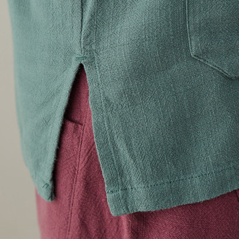 Buddha Stones無地 カエルボタン 長袖 コットンリネン レディース シャツ ポケット付き - image 13