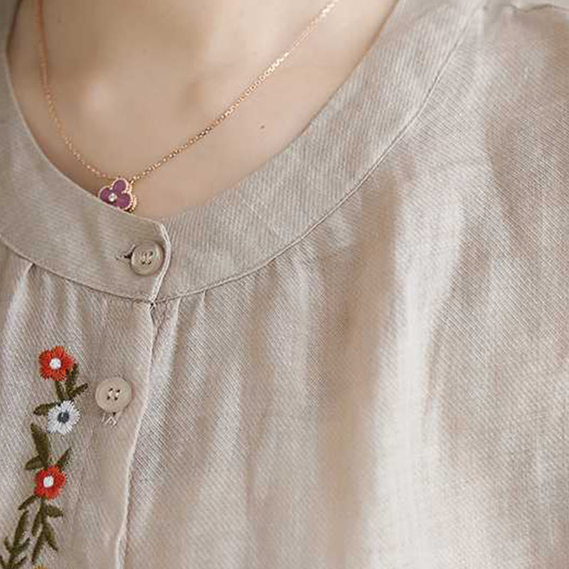 Buddha Stones2点セット コットン刺繍 花柄 シャツ トップパンツ 瞑想 禅 太極拳 ウェア レディース セット - image 20