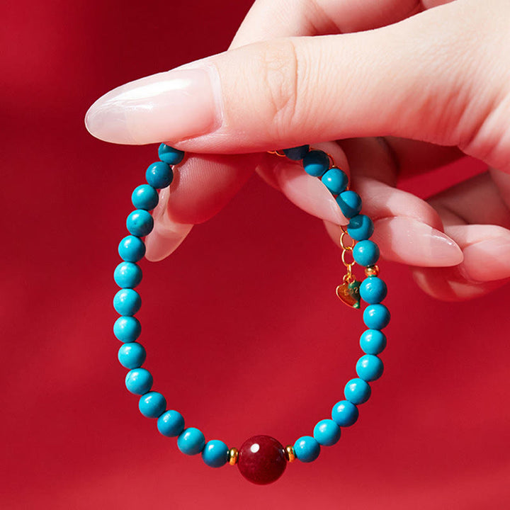 Buddha Stones925スターリングシルバー ターコイズ シナバー 浄化ブレスレット