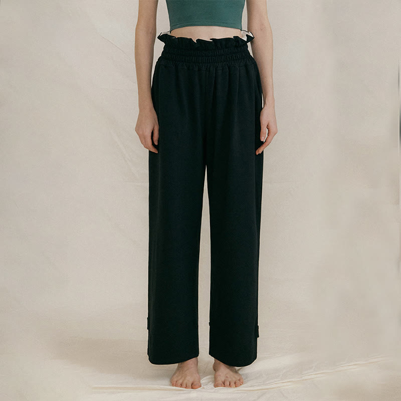 Buddha Stonesカジュアルバックル ルーズ レディース スパンデックス パンツ ポケット付き - 黒 - US6、 UK/AU10、 EU38 (XL) - image 11