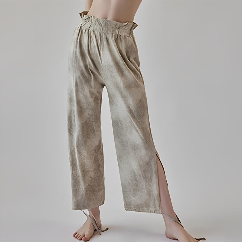 Buddha Stonesカジュアルトラウザー レッグタイ インクプリント レディース スパンデックスパンツ - 小麦 - US6、 UK/AU10、 EU38 (XL) - image 6