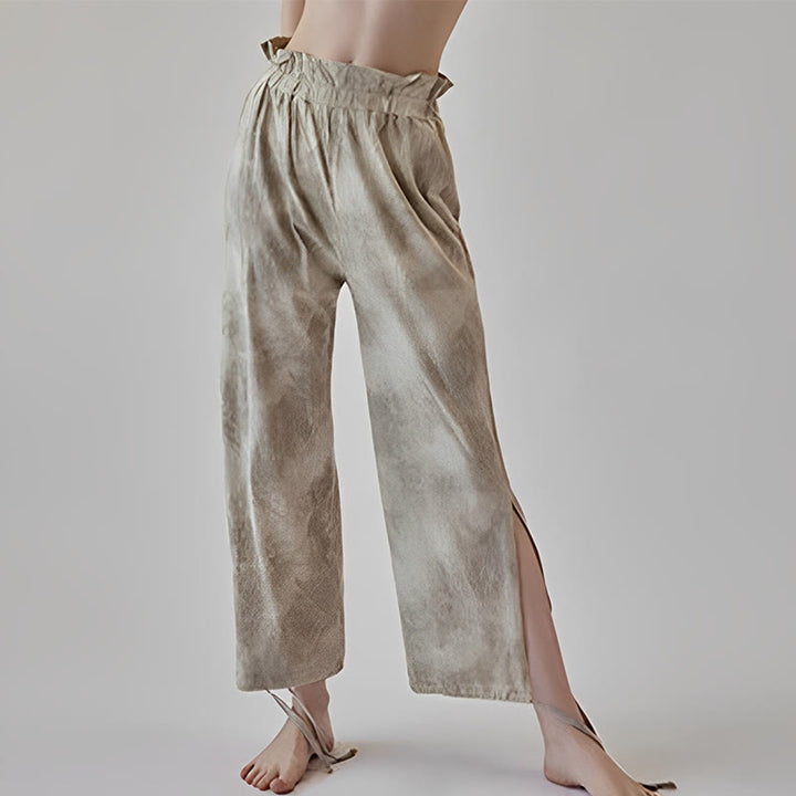 Buddha Stonesカジュアルトラウザー レッグタイ インクプリント レディース スパンデックスパンツ - 小麦 - US6、 UK/AU10、 EU38 (XL) - image 6