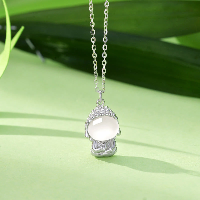 Buddha Stones925スターリングシルバー カルセドニー無形の仏ポジティブネックレスペンダント - ホワイトゴールド - image 8