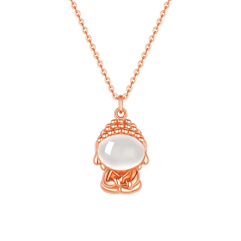 Buddha Stones925スターリングシルバー カルセドニー無形の仏ポジティブネックレスペンダント - image 4