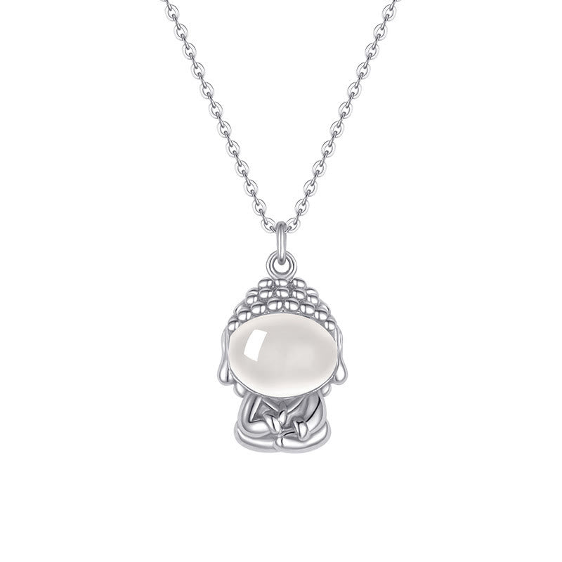 Buddha Stones925スターリングシルバー カルセドニー無形の仏ポジティブネックレスペンダント - image 10