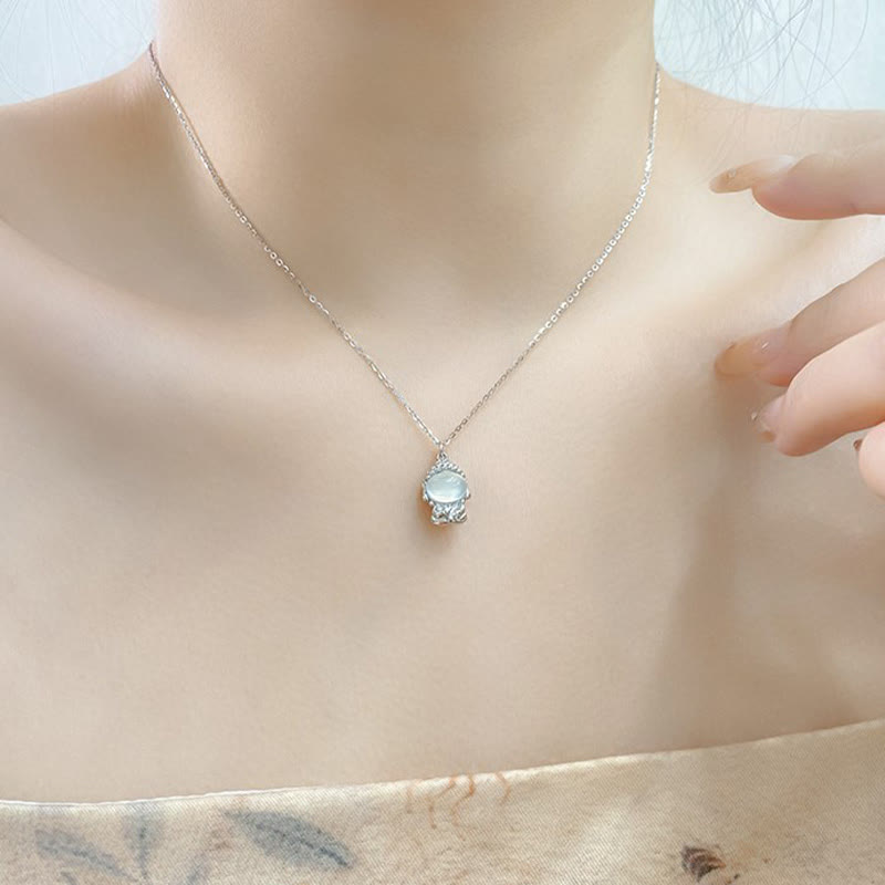 Buddha Stones925スターリングシルバー カルセドニー無形の仏ポジティブネックレスペンダント - image 9