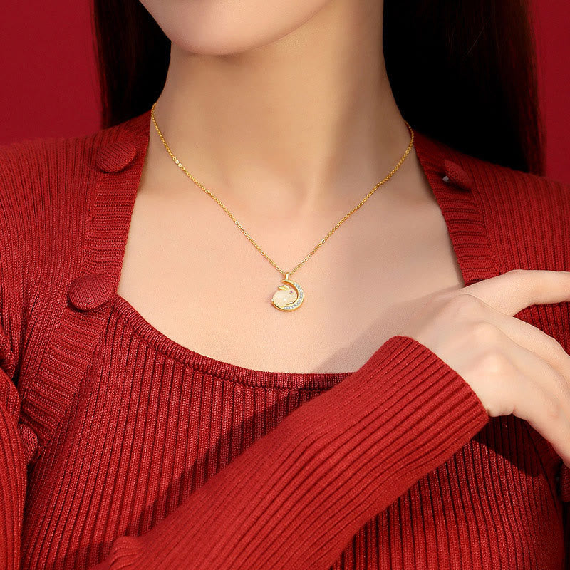 Buddha Stones 925スターリングシルバー 和田白翡翠 うさぎ 三日月 幸運のネックレスペンダント - image 7