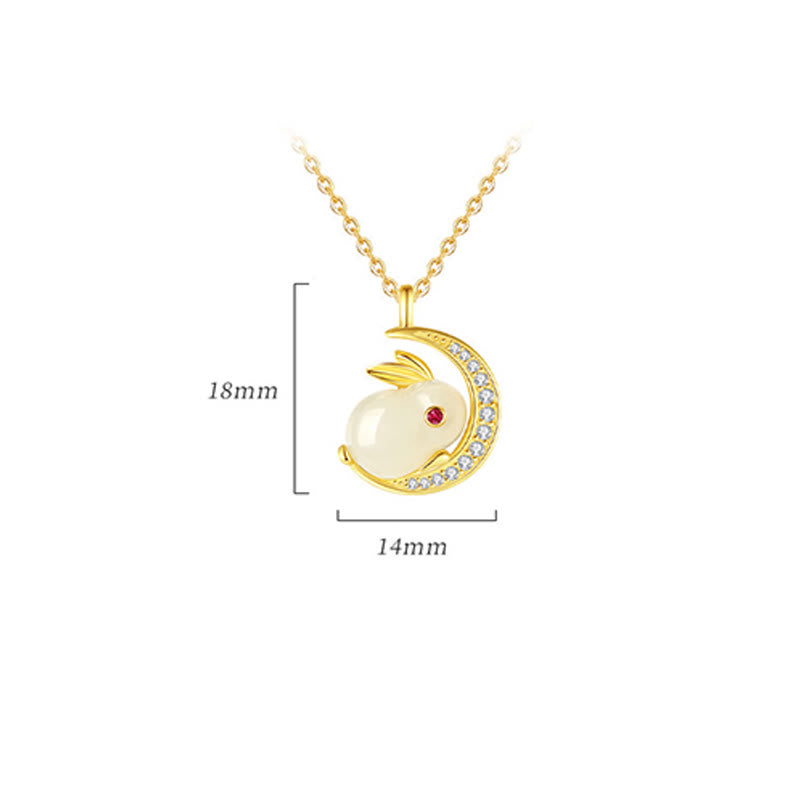 Buddha Stones 925スターリングシルバー 和田白翡翠 うさぎ 三日月 幸運のネックレスペンダント