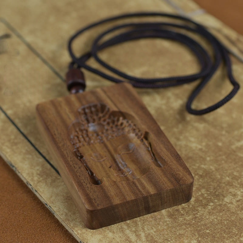 Buddha Stonesグリーンサンダルウッド 仏陀のシンボル ポジティブネックレスペンダント - image 5