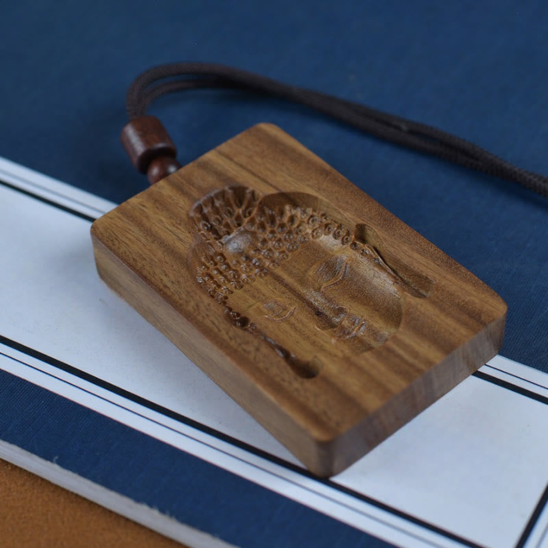 Buddha Stonesグリーンサンダルウッド 仏陀のシンボル ポジティブネックレスペンダント - image 3
