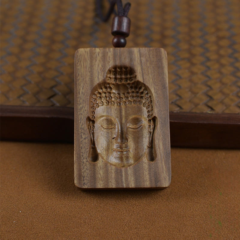 Buddha Stonesグリーンサンダルウッド 仏陀のシンボル ポジティブネックレスペンダント - image 2