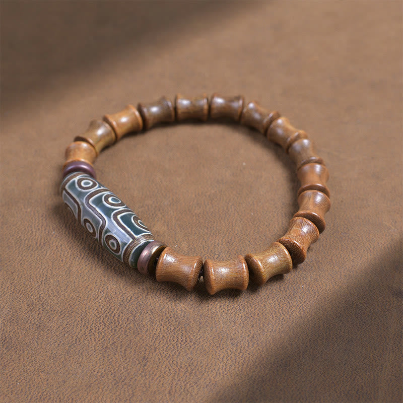 Buddha Stonesチベット九眼ビーズ緑白檀平和ブレスレット