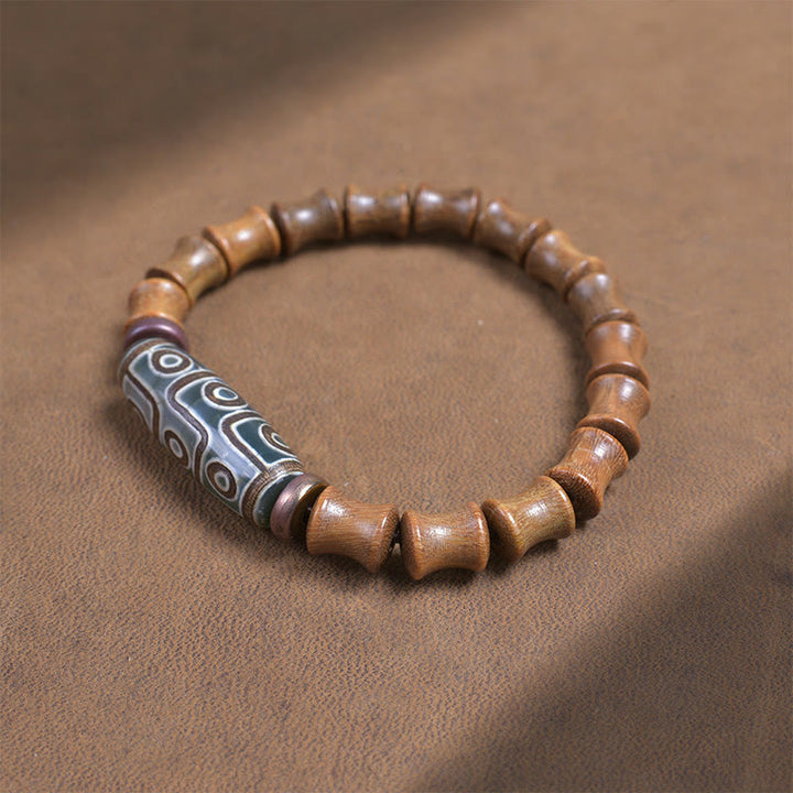 Buddha Stonesチベット九眼ビーズ緑白檀平和ブレスレット
