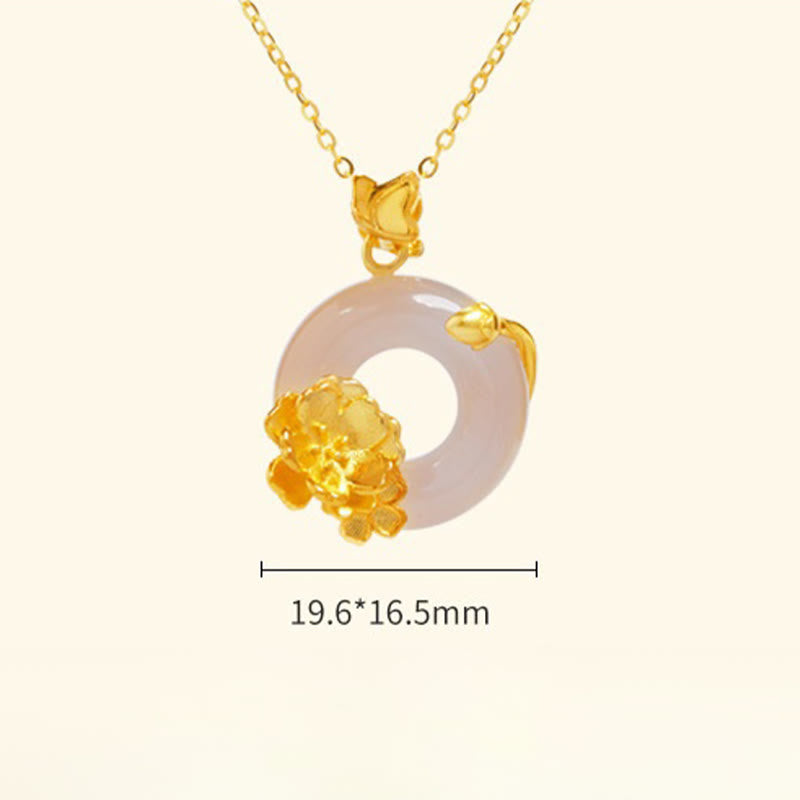 Buddha Stonesナチュラル 925 スターリングシルバー ホワイトカルセドニー ピース平和のお守りチャームブロッサム バタフライ ポジティブネックレス ペンダント - image 11