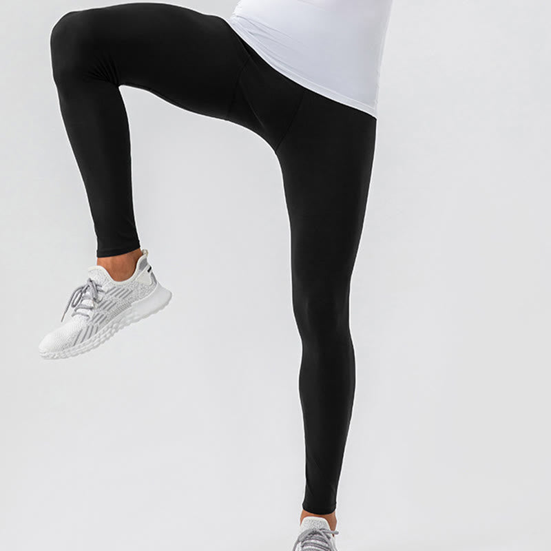 Buddha Stonesプレーン ハイウエスト 伸縮性 通気性 スポーツ メンズ レギンス パンツ - image 5