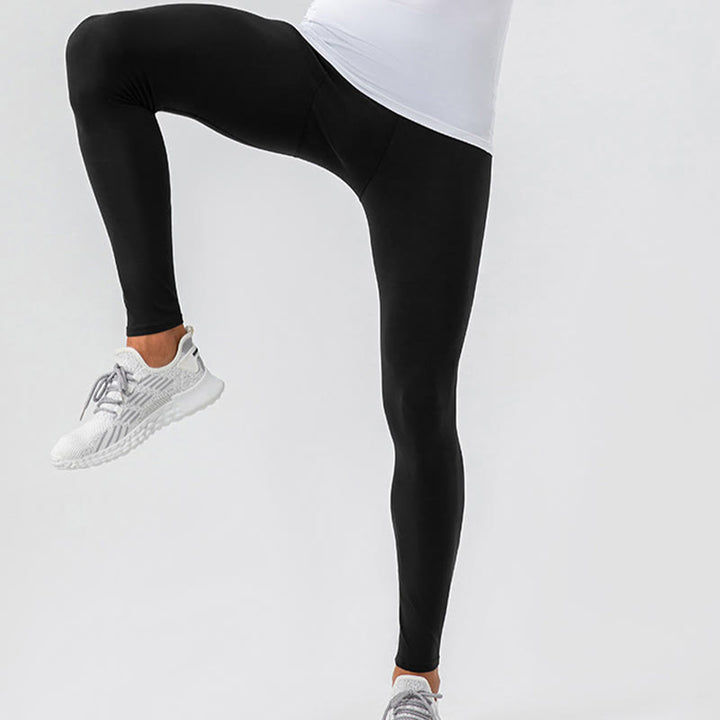 Buddha Stonesプレーン ハイウエスト 伸縮性 通気性 スポーツ メンズ レギンス パンツ - image 5