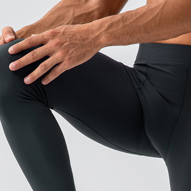 Buddha Stonesプレーン ハイウエスト 伸縮性 通気性 スポーツ メンズ レギンス パンツ - image 25