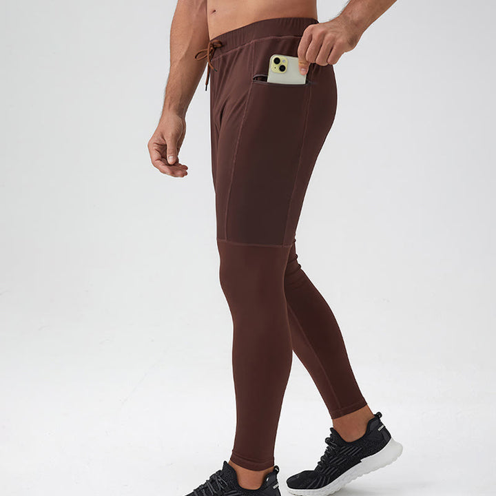 Buddha Stonesハイウエスト 速乾 通気性 フィットネス メンズ レギンス パンツ ジッパーポケット付き - image 1