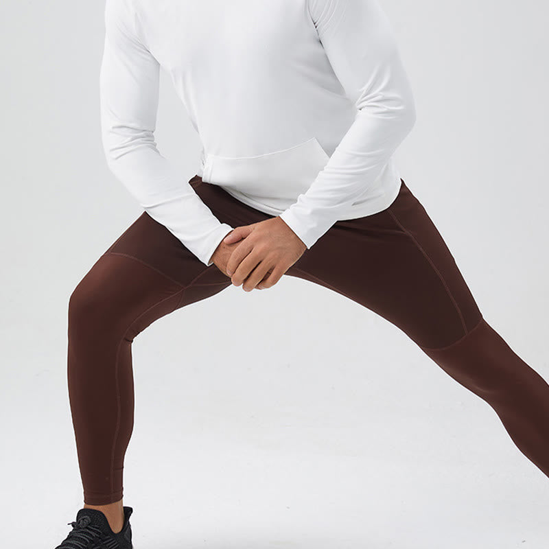 Buddha Stonesハイウエスト 速乾 通気性 フィットネス メンズ レギンス パンツ ジッパーポケット付き - image 16