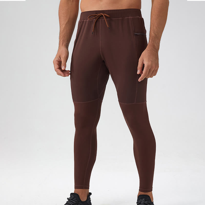 Buddha Stonesハイウエスト 速乾 通気性 フィットネス メンズ レギンス パンツ ジッパーポケット付き - image 2