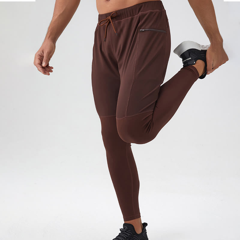 Buddha Stonesハイウエスト 速乾 通気性 フィットネス メンズ レギンス パンツ ジッパーポケット付き - image 15