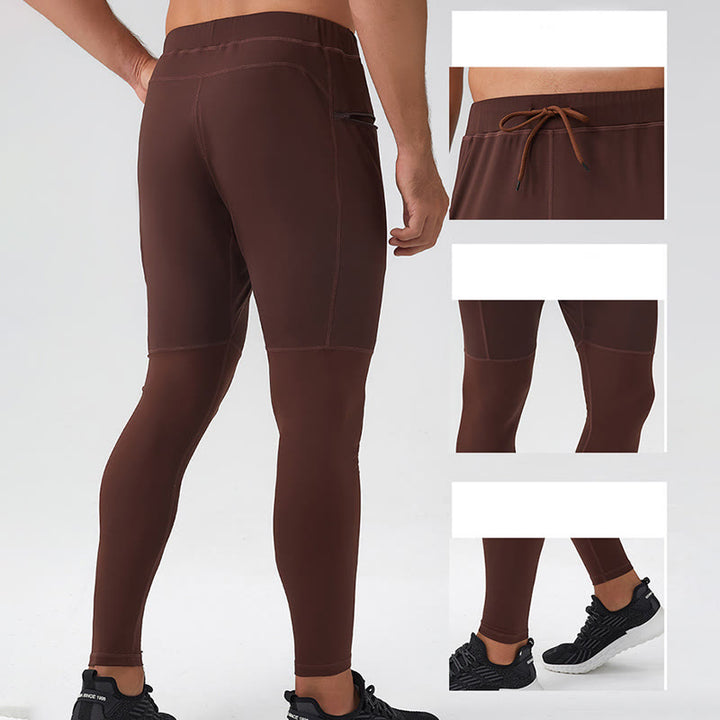 Buddha Stonesハイウエスト 速乾 通気性 フィットネス メンズ レギンス パンツ ジッパーポケット付き - image 5