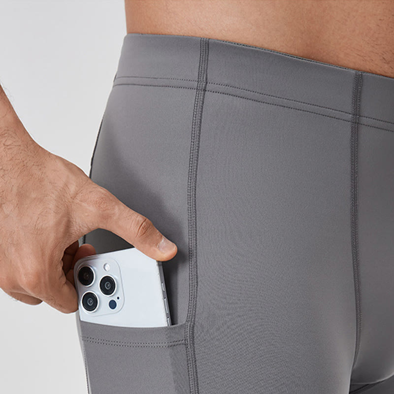 Buddha Stones無地 ハイウエスト 伸縮性 通気性 スポーツ メンズ レギンス パンツ バックジッパーポケット付き - image 10