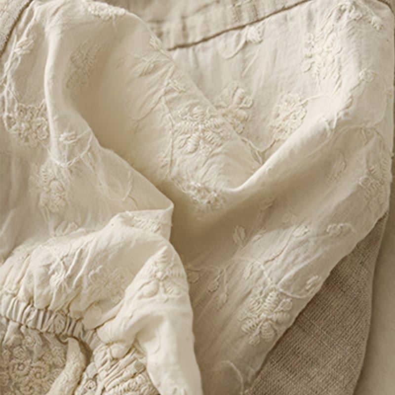 Buddha Stonesカジュアル刺繍パッチワーク生地7-8丈クロップドパンツレディースコットンハーレムパンツポケット付き - image 11