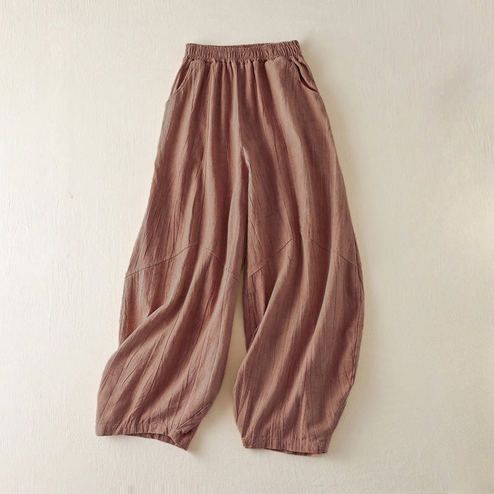Buddha Stonesカジュアル ルーズ ストレートレッグ 7-8丈 クロップドパンツ レディース コットン ハーレムパンツ ポケット付き - インディアンレッド - US8-10，UK/AU12-14，EU40-42 (2XL) - image 0
