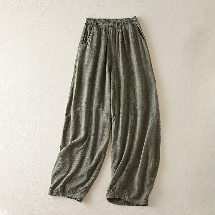 Buddha Stonesカジュアル ルーズ ストレートレッグ 7-8丈 クロップドパンツ レディース コットン ハーレムパンツ ポケット付き - ダークシーグリーン - US8-10，UK/AU12-14，EU40-42 (2XL) - image 9