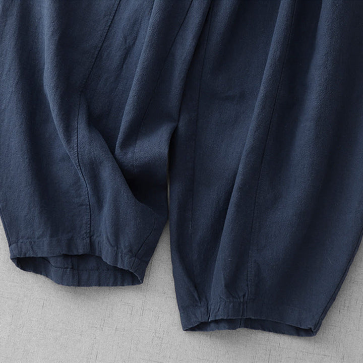 Buddha Stonesカジュアル 無地 7-8丈 レディース コットンリネン ハーレムパンツ ポケット付き