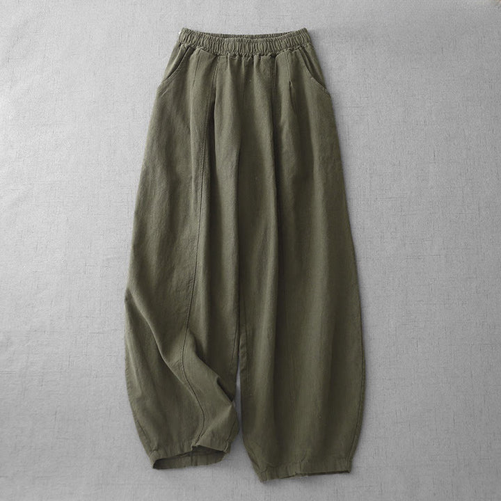 Buddha Stonesカジュアル 無地 7-8丈 レディース ハーレムパンツ ポケット付き - オリーブ - US8-10，UK/AU12-14，EU40-42 (2XL) - image 26