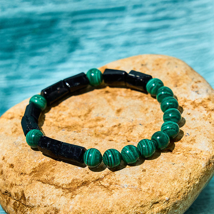 Buddha Stonesマラカイト ブラックトルマリン ピュリティブレスレット