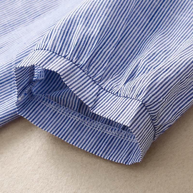 Buddha Stonesカジュアル レディース ボヘミア 刺繍 花 Vネックデザイン 半袖 コットンリネン シャツ - image 8